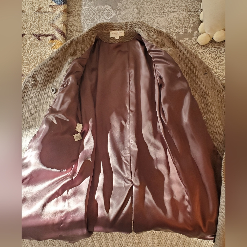 Gorgeous Women's Brown Herringbone Double-Breasted Winter Coat Alpaca Wool - Picture 6 of 15